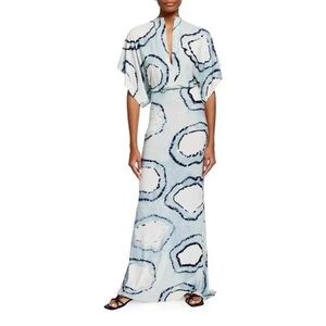 Norma Kamali Obie Gown, Blue Tie Dye, Size Small
